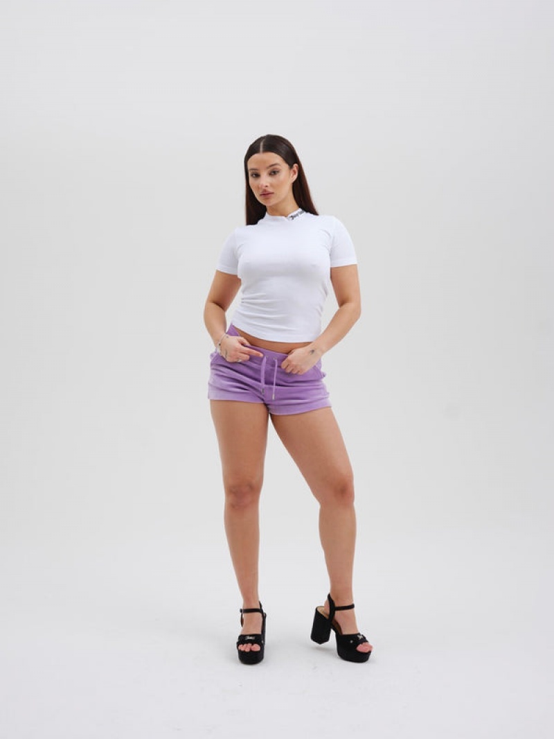 Sheer Lilac Juicy Couture Classic Velour Track Short | JC-SN652078