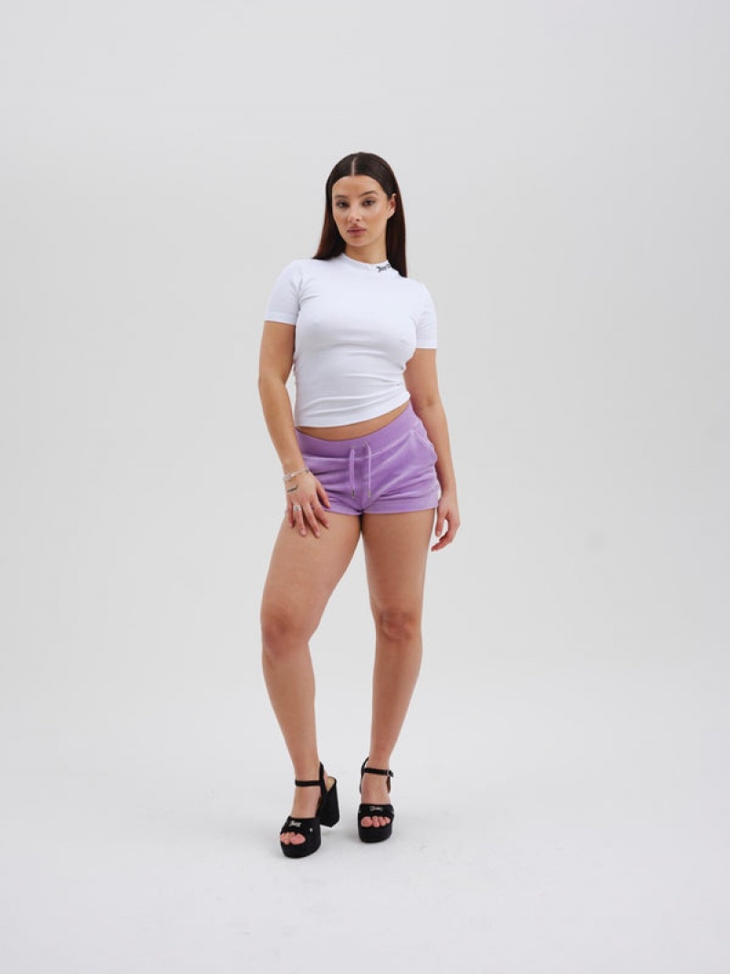 Sheer Lilac Juicy Couture Classic Velour Track Short | JC-SN652078