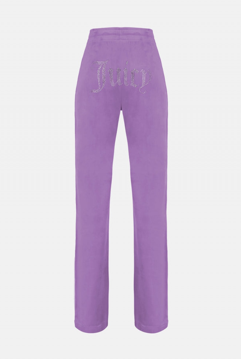 Sheer Lilac Juicy Couture Velour Diamante Tracksuit Bottom | JC-SN652082