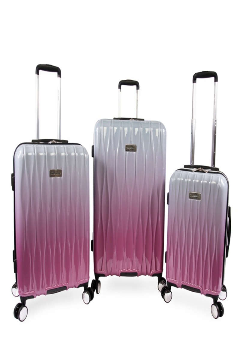 Silver Fuchsia Juicy Couture 3-piece Hardside Spinner Luggage Set | JC-SN651919