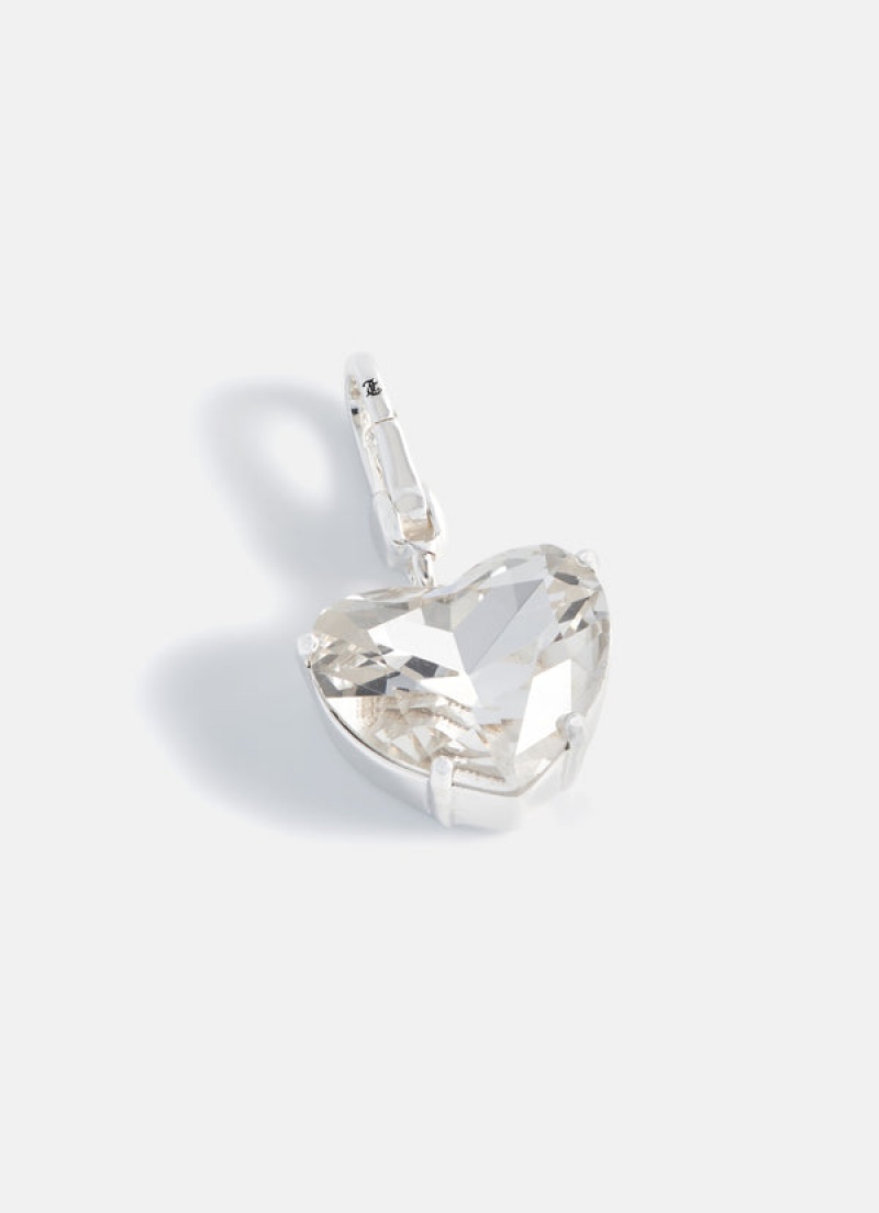 Silver Juicy Couture Clear Crystal Heart & Drop Charm | JC-SN652388