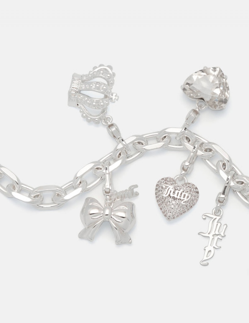 Silver Juicy Couture Crystal Heart Charm | JC-SN652390