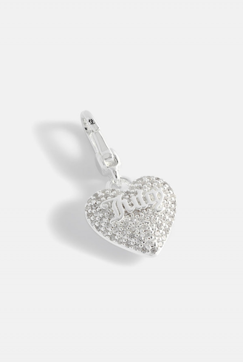 Silver Juicy Couture Crystal Heart Charm | JC-SN652390