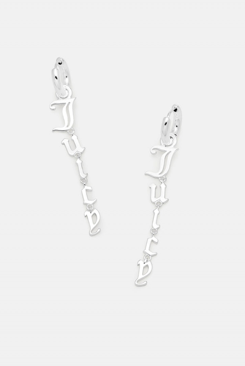 Silver Juicy Couture Juicy Drop Earrings | JC-SN652353