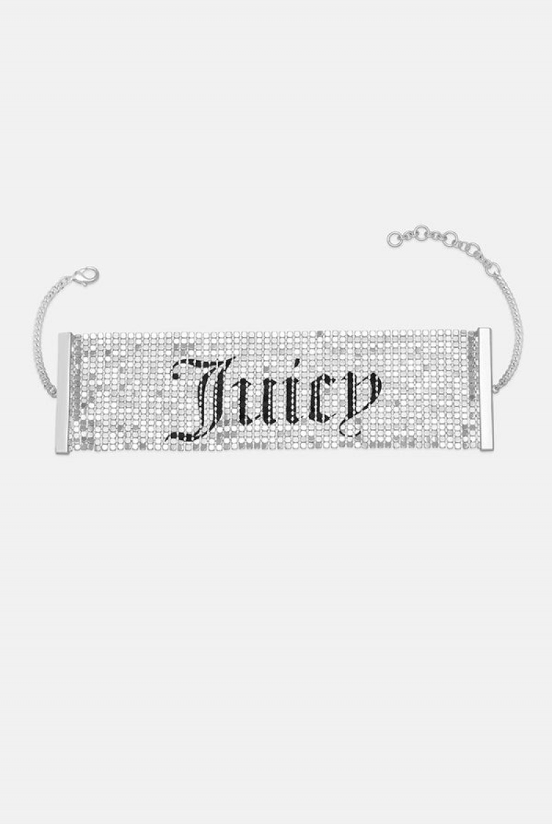 Silver Juicy Couture Mesh Choker | JC-SN652348