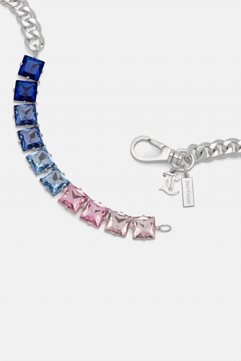 Silver Juicy Couture Pastel Colour Crystal JC Choker | JC-SN652361