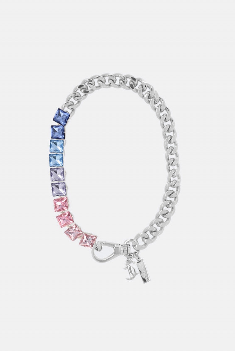 Silver Juicy Couture Pastel Colour Crystal JC Choker | JC-SN652361