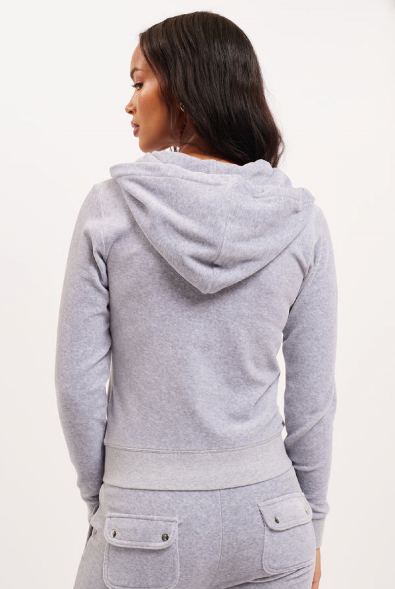 Silver Marl Juicy Couture Classic Velour Robertson Hoodie | JC-SN652029