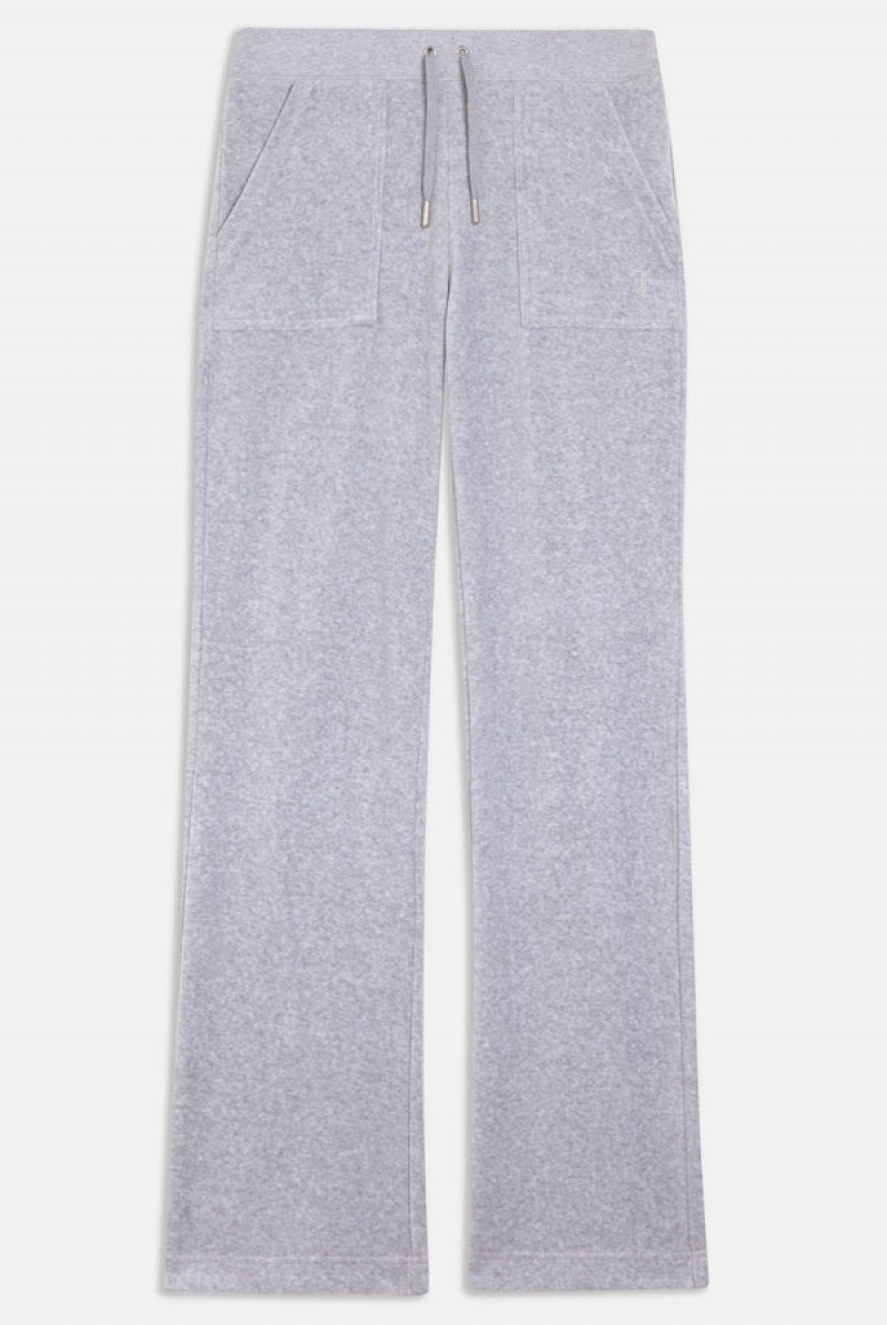 Silver Marl Juicy Couture Classic Velour Del Ray Pocketed Bottoms | JC-SN652045