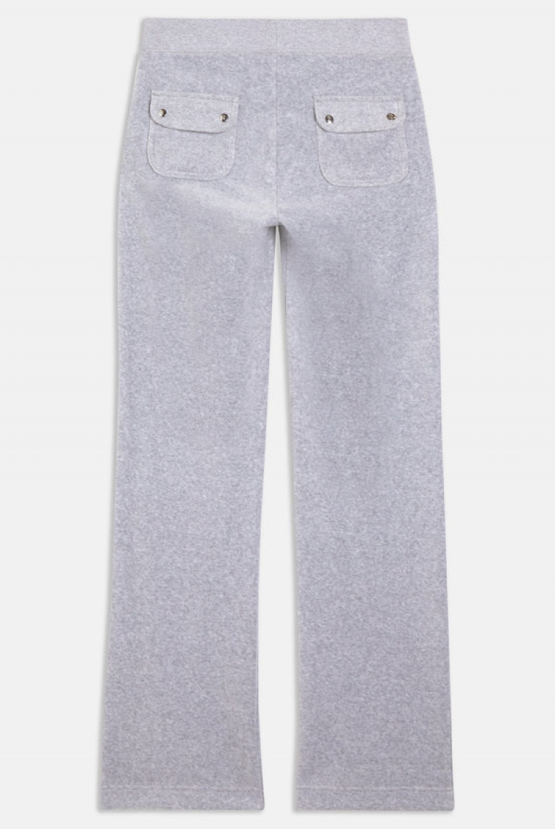 Silver Marl Juicy Couture Classic Velour Del Ray Pocketed Bottoms | JC-SN652045