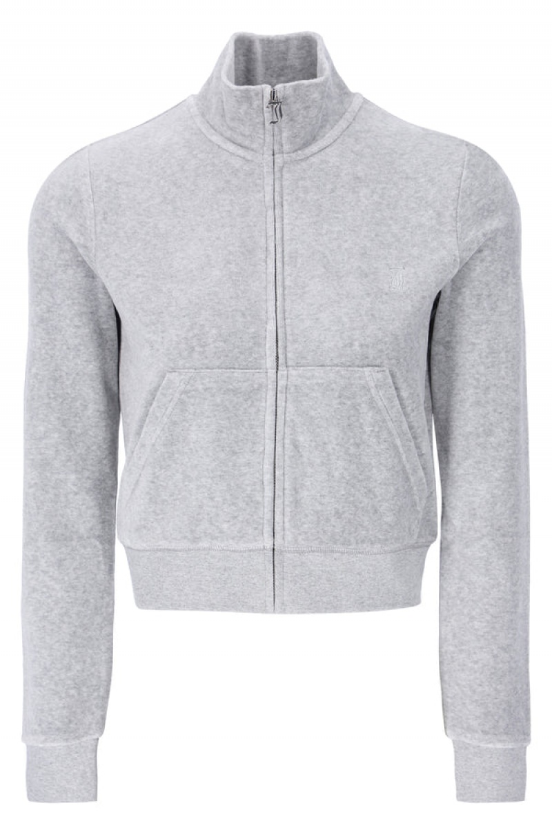 Silver Marl Juicy Couture Classic Velour Track Top | JC-SN652049