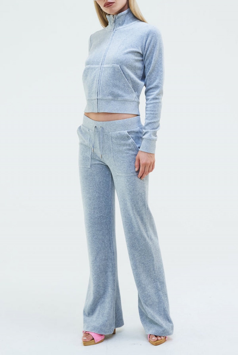 Silver Marl Juicy Couture Classic Velour Track Top | JC-SN652049