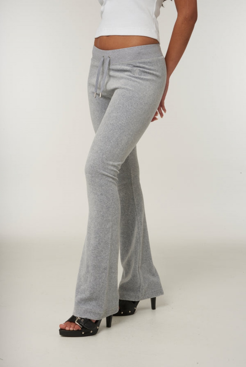 Silver Marl Juicy Couture Low Rise Flare Classic Velour Track Pant | JC-SN652015