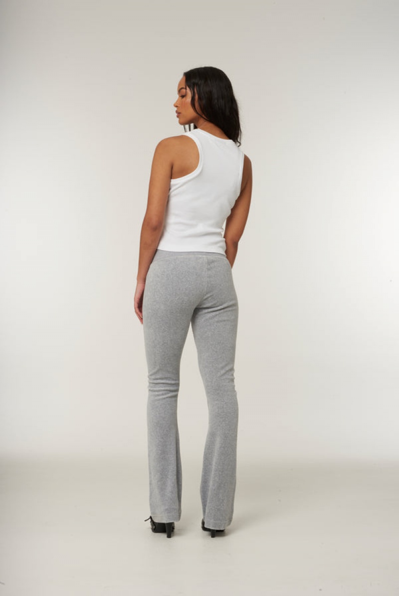 Silver Marl Juicy Couture Low Rise Flare Classic Velour Track Pant | JC-SN652015