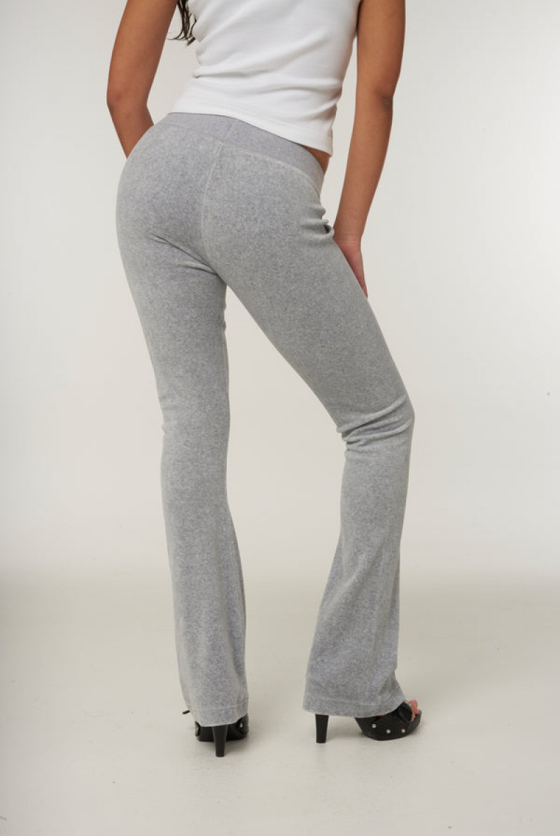 Silver Marl Juicy Couture Low Rise Flare Classic Velour Track Pant | JC-SN652015