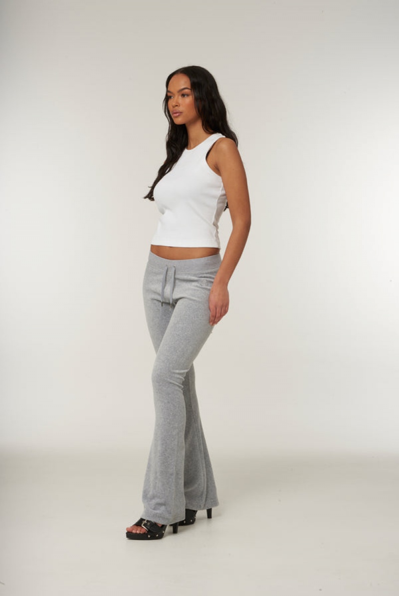 Silver Marl Juicy Couture Low Rise Flare Classic Velour Track Pant | JC-SN652015