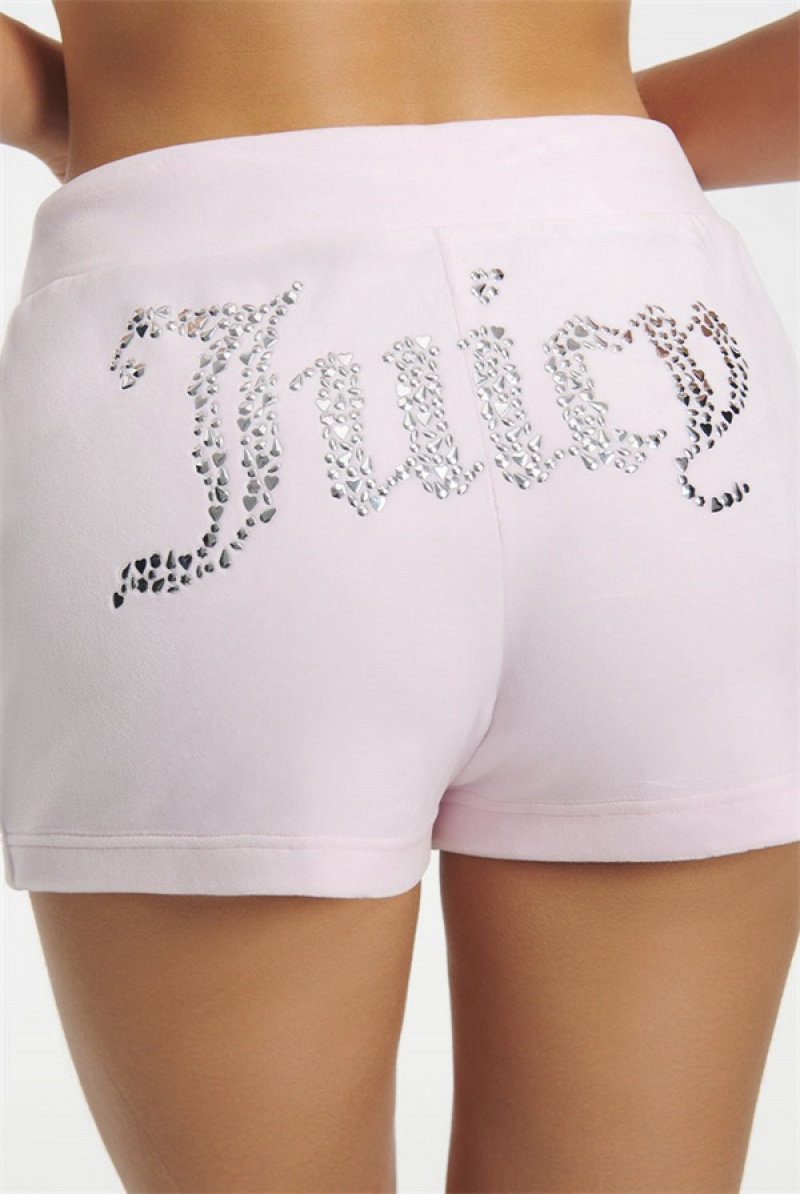 Soft Glow Juicy Couture Mixed Jewels Velour Shorts | JC-SN651818