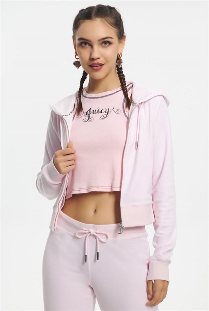 Soft Glow Juicy Couture Mixed Jewels Velour Hoodie | JC-SN651582