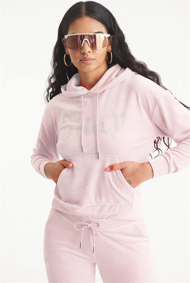 Soft Glow Juicy Couture Oversized Big Bling Velour Hoodie | JC-SN651545