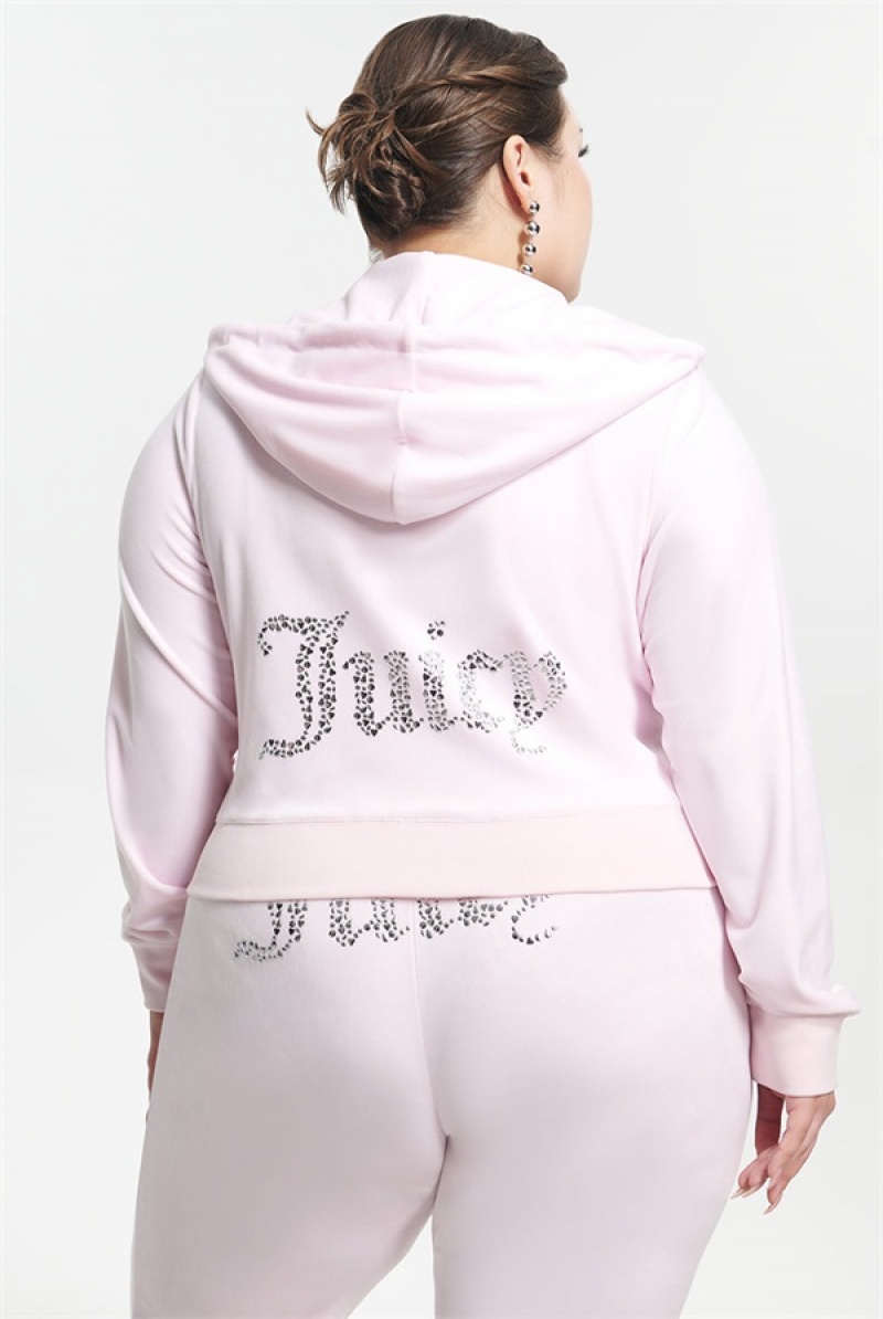 Soft Glow Juicy Couture Plus-size Mixed Jewels Velour Hoodie | JC-SN651583