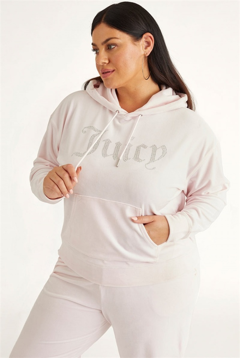 Soft Glow Juicy Couture Plus-size Oversized Bling Big Velour Hoodie | JC-SN651543