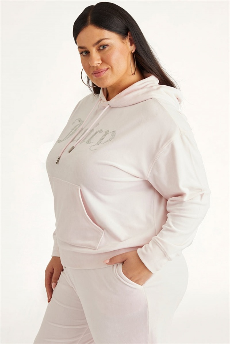 Soft Glow Juicy Couture Plus-size Oversized Bling Big Velour Hoodie | JC-SN651543