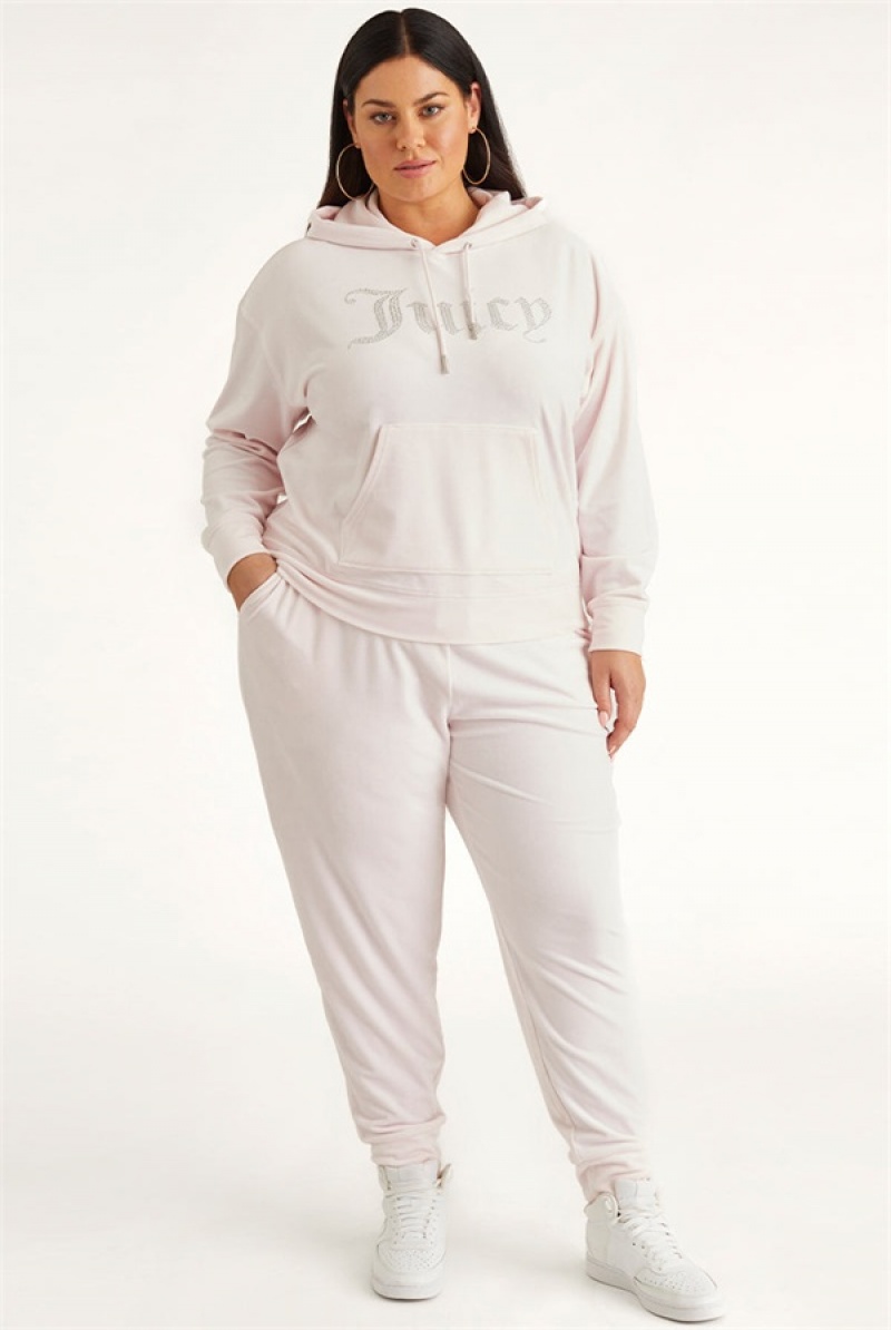 Soft Glow Juicy Couture Plus-size Oversized Bling Big Velour Hoodie | JC-SN651543