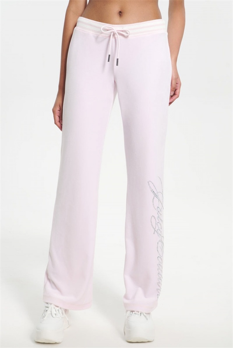 Soft Glow Juicy Couture Script Bling Velour Track Pants | JC-SN651605