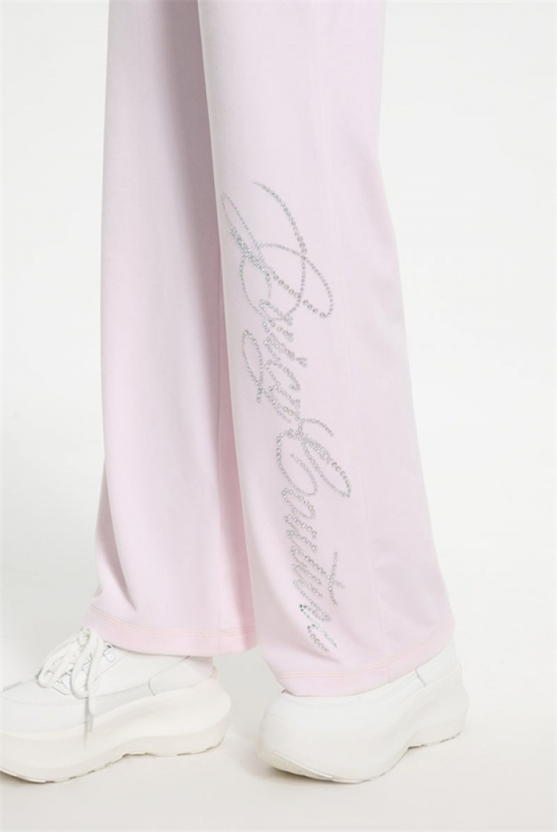 Soft Glow Juicy Couture Script Bling Velour Track Pants | JC-SN651605