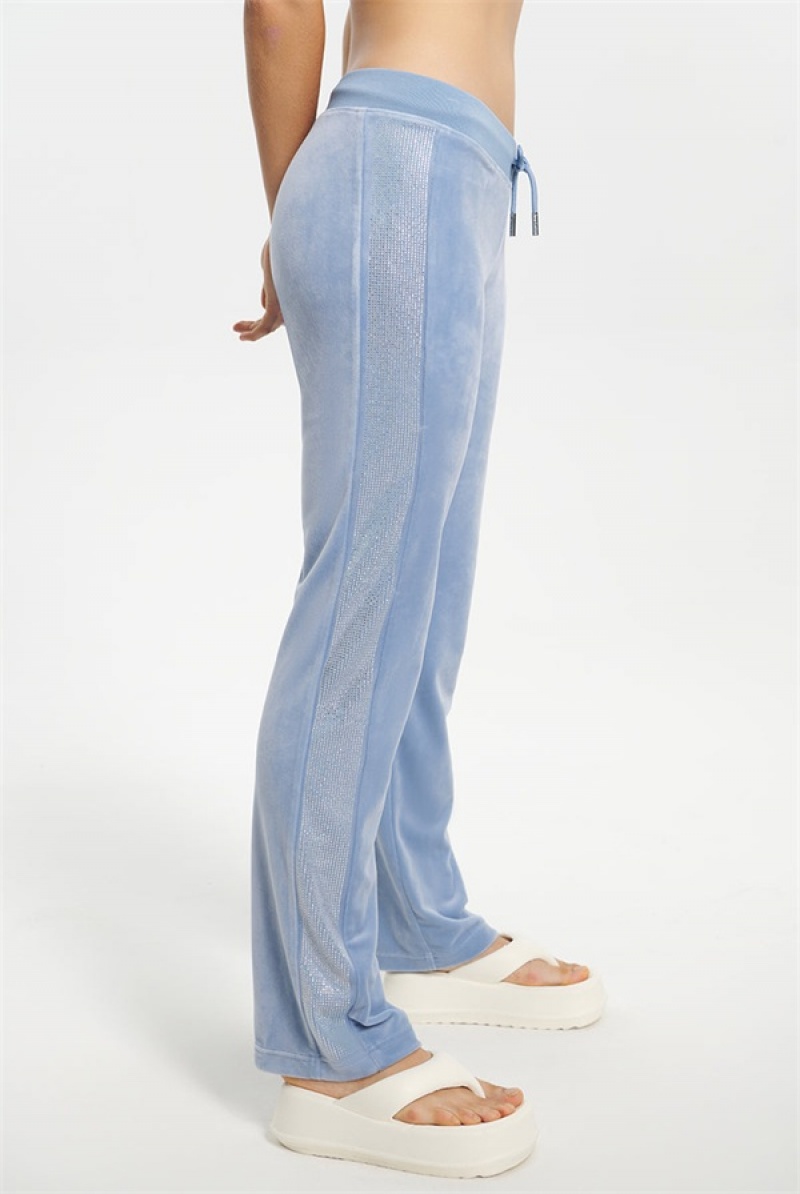 Sterling Blue Juicy Couture Ombre Bling Velour Track Pants | JC-SN651607