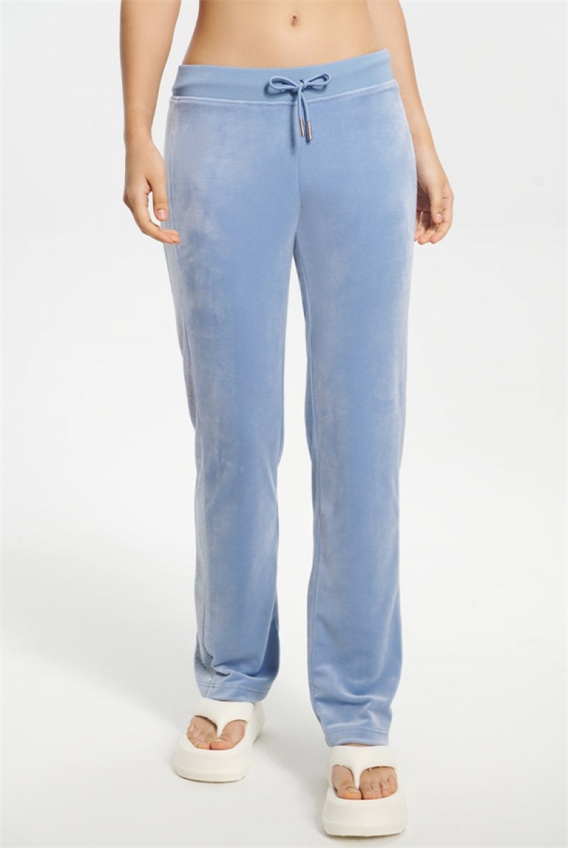 Sterling Blue Juicy Couture Ombre Bling Velour Track Pants | JC-SN651607