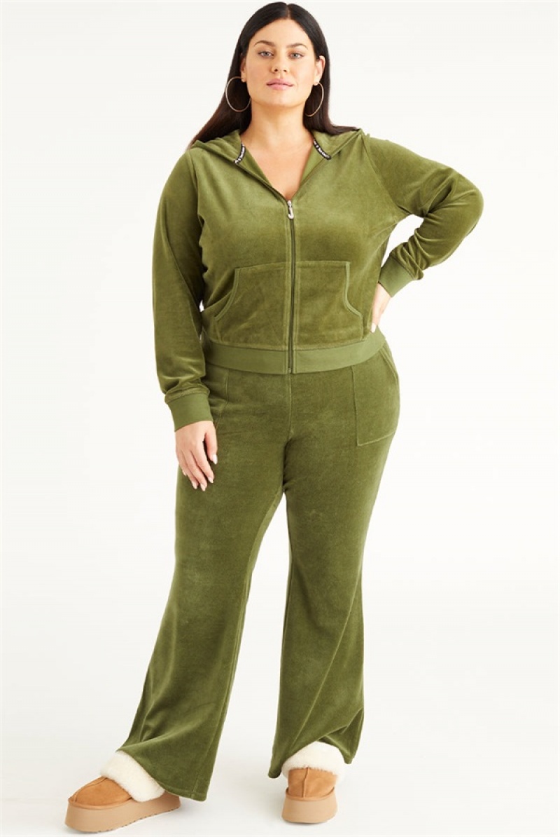 Super Greens Juicy Couture Plus-size Icons Classic Cotton Velour Hoodie | JC-SN651537