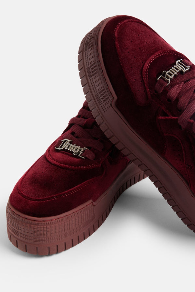 Tawny Port Juicy Couture Stacked Velvet Sneaker | JC-SN652184