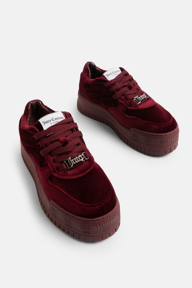 Tawny Port Juicy Couture Stacked Velvet Sneaker | JC-SN652184