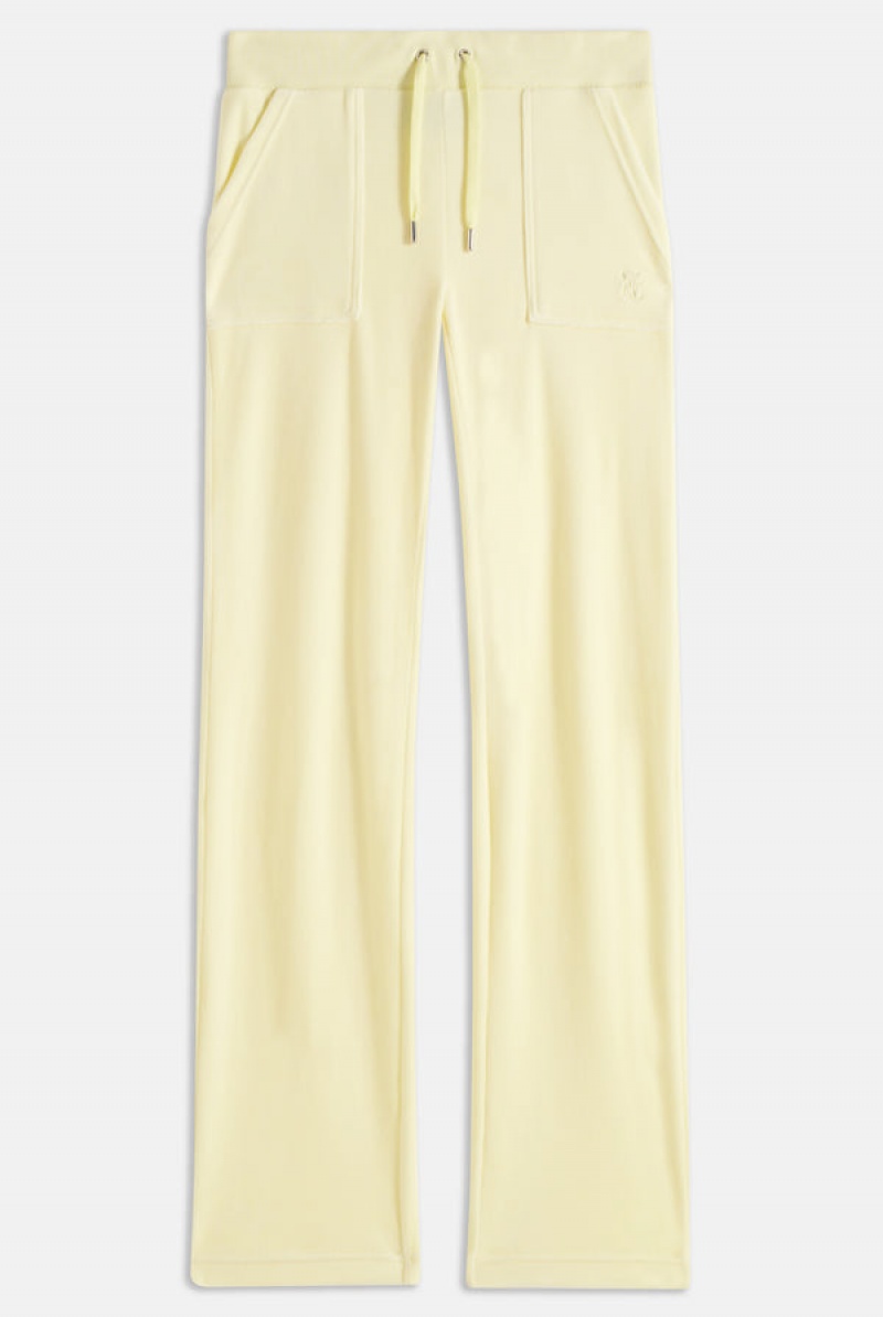 Tender Yellow Juicy Couture Classic Velour Del Ray Pocketed Bottoms | JC-SN651972