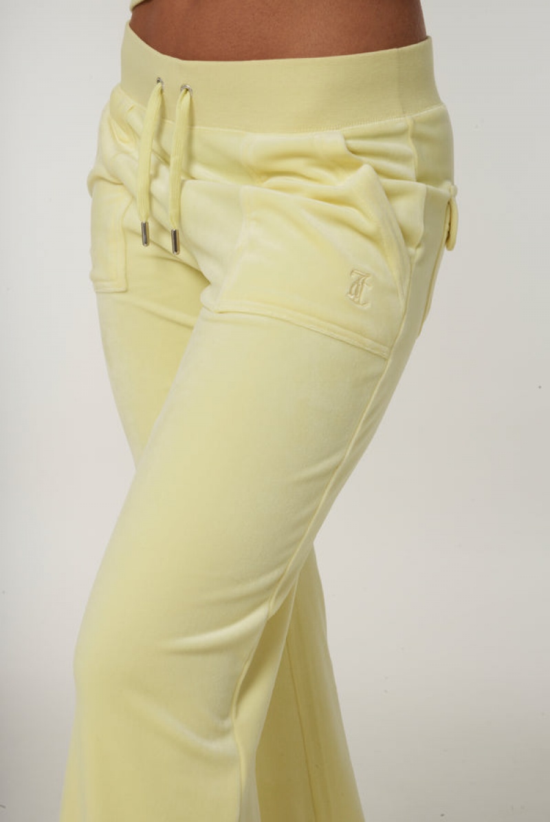 Tender Yellow Juicy Couture Classic Velour Del Ray Pocketed Bottoms | JC-SN651972