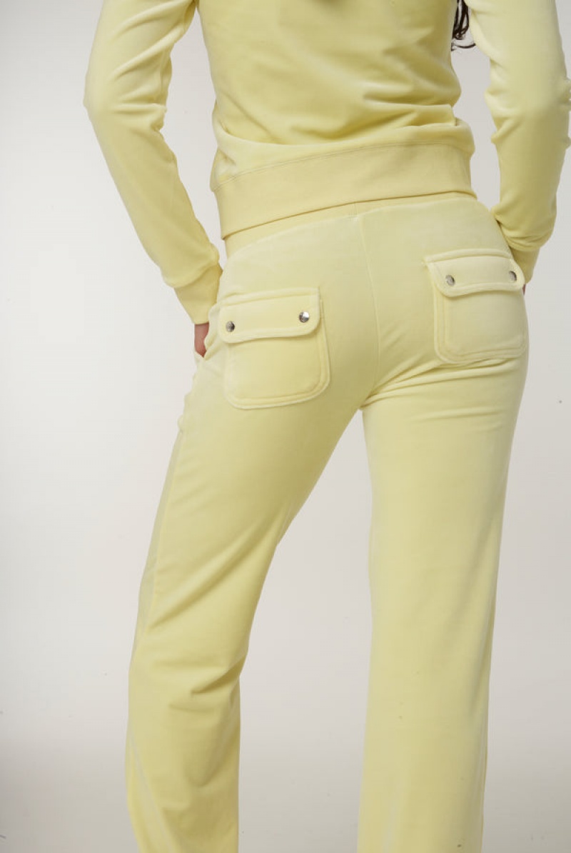 Tender Yellow Juicy Couture Classic Velour Del Ray Pocketed Bottoms | JC-SN651972