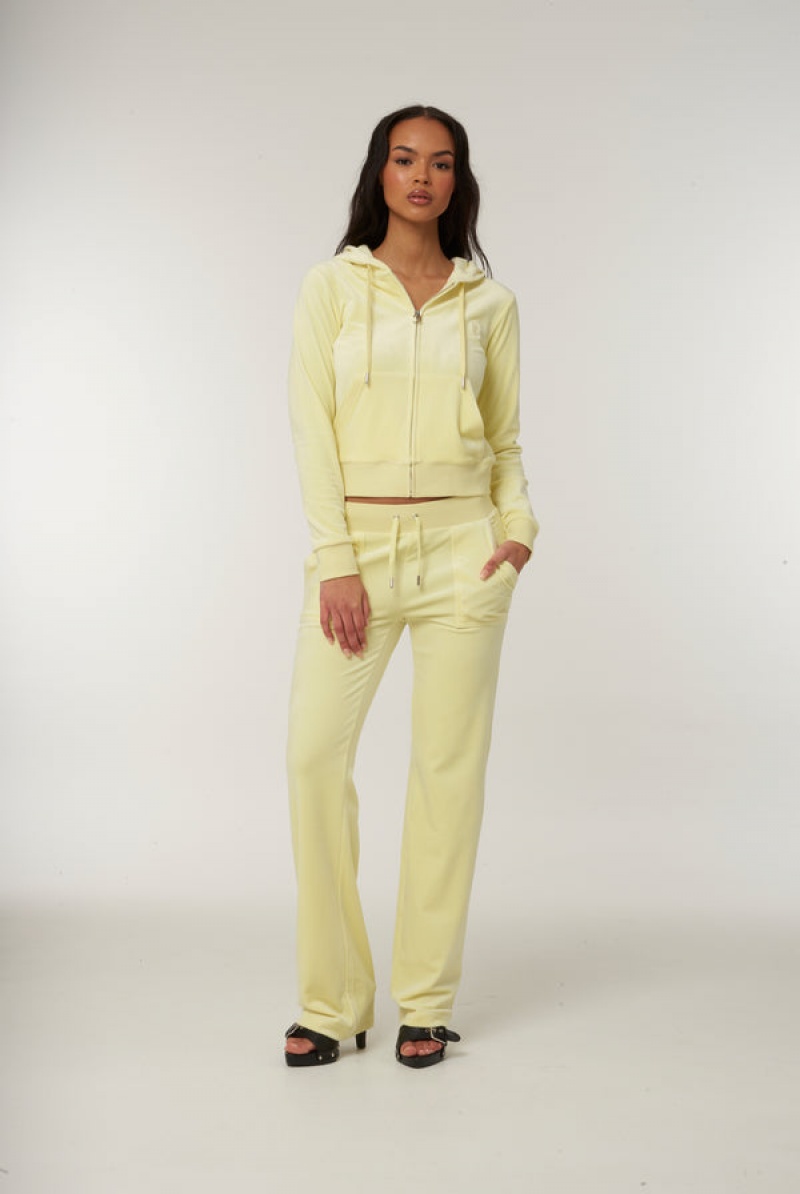 Tender Yellow Juicy Couture Classic Velour Del Ray Pocketed Bottoms | JC-SN651972