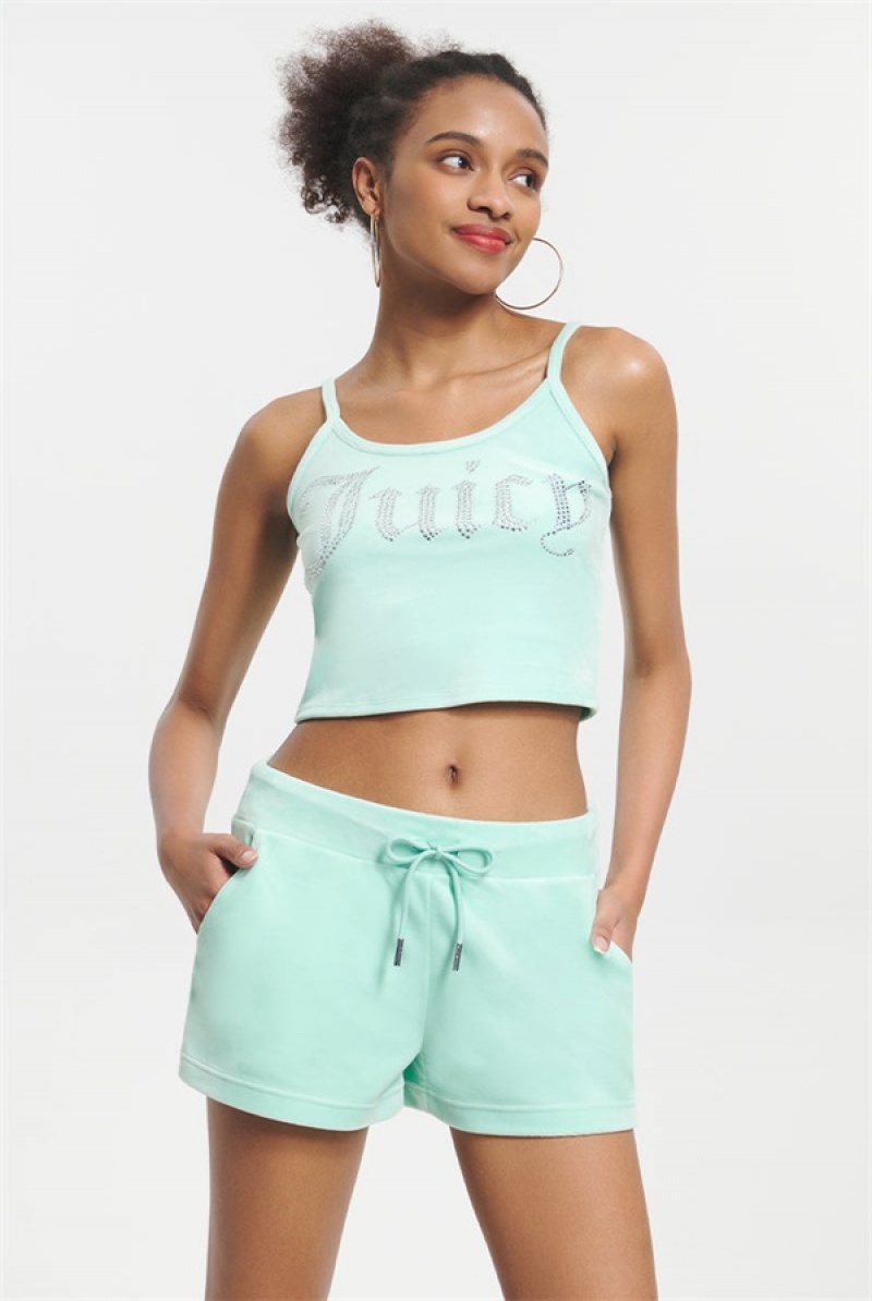 Tint Of Mint Juicy Couture Big Bling Velour Tank Top | JC-SN651638