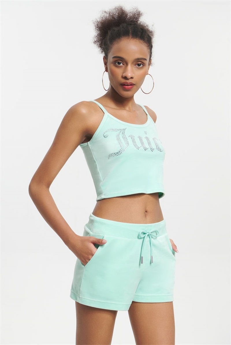 Tint Of Mint Juicy Couture Big Bling Velour Tank Top | JC-SN651638