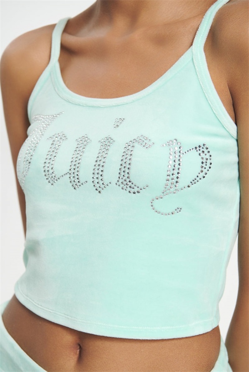 Tint Of Mint Juicy Couture Big Bling Velour Tank Top | JC-SN651638