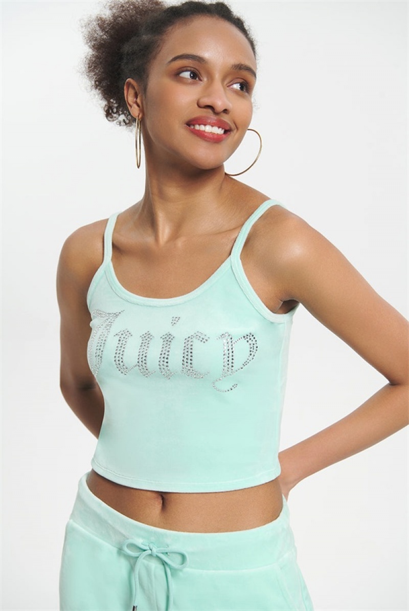 Tint Of Mint Juicy Couture Big Bling Velour Tank Top | JC-SN651638