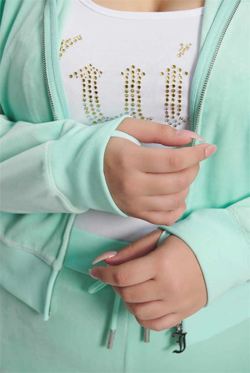 Tint Of Mint Juicy Couture Og Big Bling Velour Hoodie | JC-SN651577