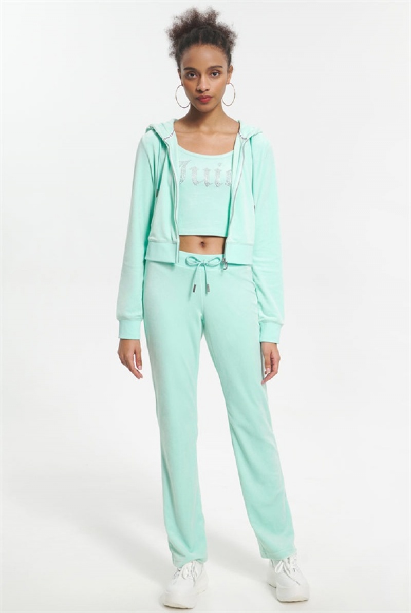 Tint Of Mint Juicy Couture Og Big Bling Velour Track Pants | JC-SN651601