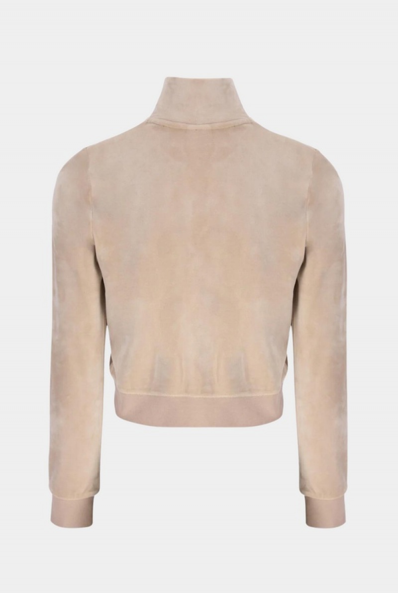 Warm Taupe Juicy Couture Classic Velour Track Top | JC-SN652042