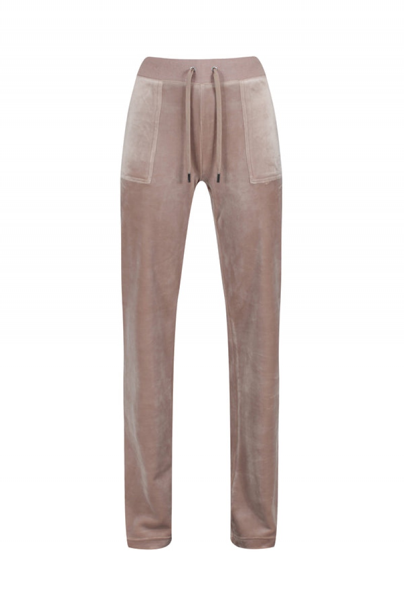 Warm Taupe Juicy Couture Classic Velour Del Ray Pocketed Bottoms | JC-SN652113