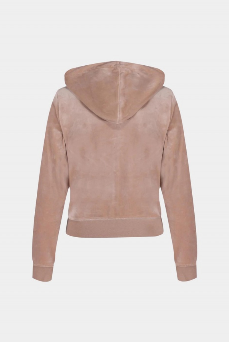 Warm Taupe Juicy Couture Classic Velour Robertson Hoodie | JC-SN652114