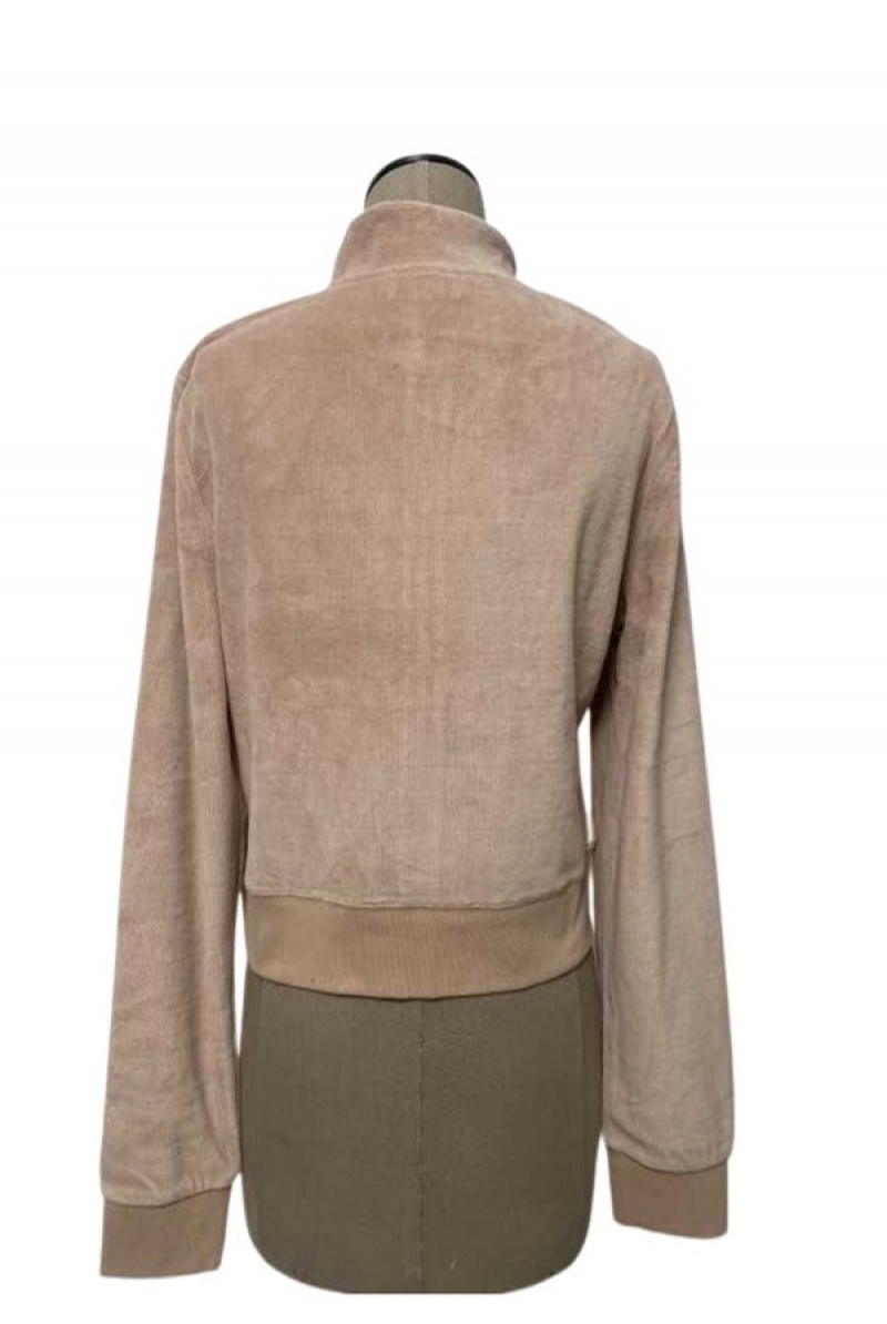 Warm Taupe Juicy Couture Mockneck Velour Track Jacket—rejuiced | JC-SN651648