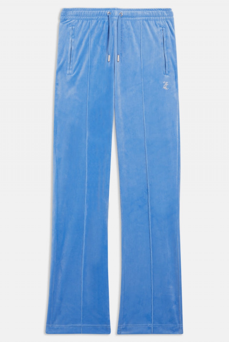 Washed Blue Juicy Couture Velour Diamante Tracksuit Bottom | JC-SN652151