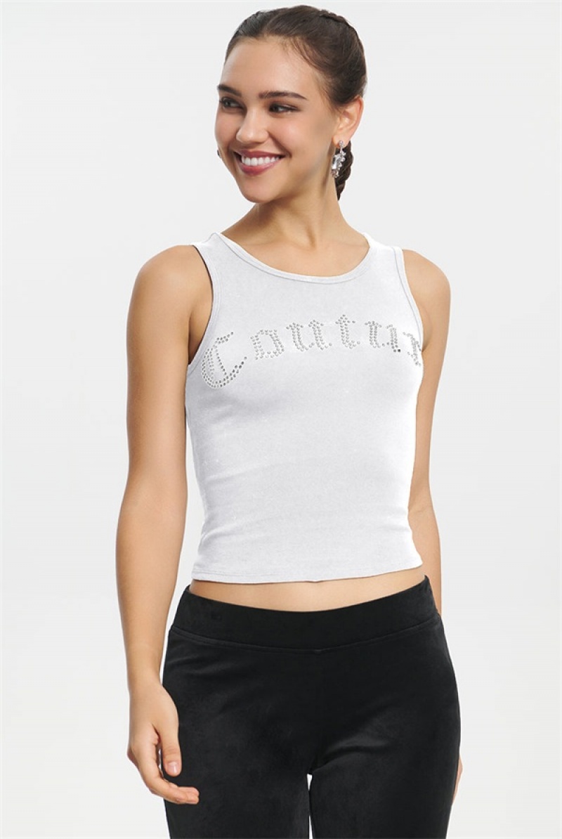 White Juicy Couture Big Bling Couture Tank Top | JC-SN651644